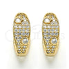 Oro Laminado Huggie Hoop, Gold Filled Style with White Cubic Zirconia, Polished, Golden Finish, 02.210.0132.2.20