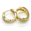 Oro Laminado Huggie Hoop, Gold Filled Style with White Cubic Zirconia, Polished, Golden Finish, 02.210.0132.2.20