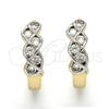 Oro Laminado Huggie Hoop, Gold Filled Style with White Cubic Zirconia, Polished, Two Tone, 02.210.0134.15