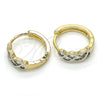 Oro Laminado Huggie Hoop, Gold Filled Style with White Cubic Zirconia, Polished, Two Tone, 02.210.0134.15