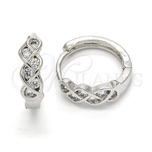 White Gold Filled Hoop Earrings — Huggie Hoop with White Cubic Zirconia Polished 02. — main product view — SKU 120646 | Oro Laminado Blanco aretes de aro — Huggie Hoop with blanco Cubic Zirconia pulido 02. — SKU 120646