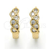 Oro Laminado Huggie Hoop, Gold Filled Style with White Cubic Zirconia, Polished, Golden Finish, 02.210.0134.2.15