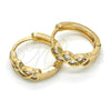 Oro Laminado Huggie Hoop, Gold Filled Style with White Cubic Zirconia, Polished, Golden Finish, 02.210.0134.2.15
