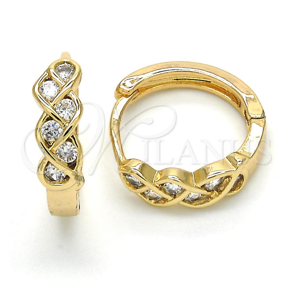 Gold Filled Hoop Earrings — Huggie Hoop with White Cubic Zirconia Polished 02. — main product view — SKU 120647 | Oro Laminado aretes de aro — Huggie Hoop with blanco Cubic Zirconia pulido 02. — SKU 120647