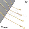 Oro Laminado Basic Necklace, Gold Filled Style Mariner Design, Polished, Golden Finish, 04.32.0006.22 (0.50 Gauge, 02 MM Thickness, 22 Inches Length)
