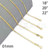 Oro Laminado Basic Necklace, Gold Filled Style Mariner Design, Polished, Golden Finish, 04.32.0007.18 (0.80 Gauge, 01 MM Thickness, 18 Inches Length)