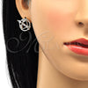Oro Laminado Earring and Pendant Adult Set, Gold Filled Style Teardrop and Baguette Design, with White Cubic Zirconia, Polished, Golden Finish, 10.221.0021
