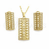 Oro Laminado Earring and Pendant Adult Set, Gold Filled Style with White Crystal, Polished, Golden Finish, 10.306.0020