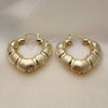 Oro Laminado Medium Hoop, Gold Filled Style Bamboo and Hollow Design, Brushed Finish, Golden Finish, 02.163.0056.40