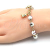 Oro Laminado Charm Bracelet, Gold Filled Style Teddy Bear and Flower Design, Polished, Golden Finish, 03.179.0059.07 (08 MM Thickness, 7 Inches Length)
