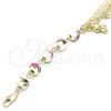 Oro Laminado Charm Bracelet, Gold Filled Style Teddy Bear and Flower Design, Polished, Golden Finish, 03.179.0059.07 (08 MM Thickness, 7 Inches Length)