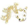 Oro Laminado Charm Bracelet, Gold Filled Style Teddy Bear and Flower Design, Polished, Golden Finish, 03.179.0059.07 (08 MM Thickness, 7 Inches Length)