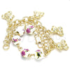 Oro Laminado Charm Bracelet, Gold Filled Style Teddy Bear and Flower Design, Polished, Golden Finish, 03.179.0059.07 (08 MM Thickness, 7 Inches Length)