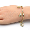 Oro Laminado Charm Bracelet, Gold Filled Style Turtle Design, Polished, Golden Finish, 03.179.0031.07 (03 MM Thickness, 7 Inches Length)