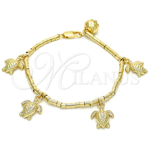 Gold Filled Bracelet — Charm Bracelet Turtle Design Polished 03. 03 MM — main product view — SKU 120839 | Oro Laminado brazalete — Charm Bracelet Turtle diseño pulido 03. 03 MM — SKU 120839