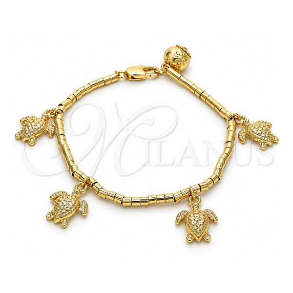 Oro Laminado Charm Bracelet, Gold Filled Style Turtle Design, Polished, Golden Finish, 03.179.0031.07 (03 MM Thickness, 7 Inches Length)