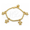 Oro Laminado Charm Bracelet, Gold Filled Style Turtle Design, Polished, Golden Finish, 03.179.0031.07 (03 MM Thickness, 7 Inches Length)