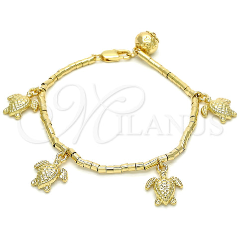 Oro Laminado Charm Bracelet, Gold Filled Style Turtle Design, Polished, Golden Finish, 03.179.0031.07 (03 MM Thickness, 7 Inches Length)
