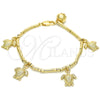 Oro Laminado Charm Bracelet, Gold Filled Style Turtle Design, Polished, Golden Finish, 03.179.0031.07 (03 MM Thickness, 7 Inches Length)