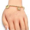 Oro Laminado Charm Bracelet, Gold Filled Style Butterfly Design, Polished, Golden Finish, 03.179.0062.07 (03 MM Thickness, 7 Inches Length)