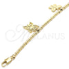 Oro Laminado Charm Bracelet, Gold Filled Style Butterfly Design, Polished, Golden Finish, 03.179.0062.07 (03 MM Thickness, 7 Inches Length)