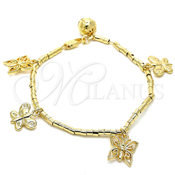 Gold Filled Bracelet — Charm Bracelet Butterfly Design Polished 03. 03 MM — main product view — SKU 120843 | Oro Laminado brazalete — Charm Bracelet Butterfly diseño pulido 03. 03 MM — SKU 120843
