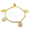 Oro Laminado Charm Bracelet, Gold Filled Style Butterfly Design, Polished, Golden Finish, 03.179.0062.07 (03 MM Thickness, 7 Inches Length)
