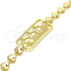 Oro Laminado Fancy Bracelet, Gold Filled Style Dolphin and Heart Design, Polished, Golden Finish, 03.63.1854.07 (07 MM Thickness, 7 Inches Length)