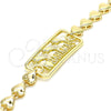 Oro Laminado Fancy Bracelet, Gold Filled Style Dolphin and Heart Design, Polished, Golden Finish, 03.63.1854.07 (07 MM Thickness, 7 Inches Length)