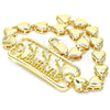 Oro Laminado Fancy Bracelet, Gold Filled Style Dolphin and Heart Design, Polished, Golden Finish, 03.63.1854.07 (07 MM Thickness, 7 Inches Length)