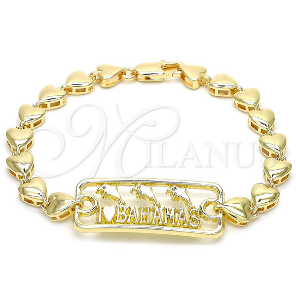 Gold Filled Bracelet — Fancy Bracelet Dolphin and Heart Design Polished 03.63. — main product view — SKU 120845 | Oro Laminado brazalete — elegante Bracelet Dolphin and corazón diseño pulido 03.63. — SKU 120845