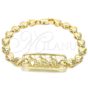 Gold Filled Bracelet — Fancy Bracelet Dolphin and Heart Design Polished 03.63. — main product view — SKU 120845 | Oro Laminado brazalete — elegante Bracelet Dolphin and corazón diseño pulido 03.63. — SKU 120845