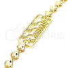 Oro Laminado Fancy Anklet, Gold Filled Style Dolphin and Heart Design, Polished, Golden Finish, 03.63.1854.10 (07 MM Thickness, 10 Inches Length)