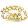 Oro Laminado Fancy Anklet, Gold Filled Style Dolphin and Heart Design, Polished, Golden Finish, 03.63.1854.10 (07 MM Thickness, 10 Inches Length)