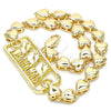 Oro Laminado Fancy Anklet, Gold Filled Style Dolphin and Heart Design, Polished, Golden Finish, 03.63.1854.10 (07 MM Thickness, 10 Inches Length)