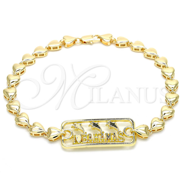 Gold Filled Anklet — Fancy Anklet Dolphin and Heart Design Polished 03.63. — main product view — SKU 120846 | Oro Laminado tobillera — elegante Anklet Dolphin and corazón diseño pulido 03.63. — SKU 120846