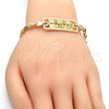 Oro Laminado Fancy Bracelet, Gold Filled Style Tree and Heart Design, Polished, Golden Finish, 03.63.1855.07 (07 MM Thickness, 7 Inches Length)
