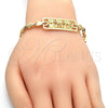 Oro Laminado Fancy Bracelet, Gold Filled Style Tree and Heart Design, Polished, Golden Finish, 03.63.1855.07 (07 MM Thickness, 7 Inches Length)