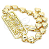 Oro Laminado Fancy Bracelet, Gold Filled Style Tree and Heart Design, Polished, Golden Finish, 03.63.1855.07 (07 MM Thickness, 7 Inches Length)