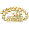 Oro Laminado Fancy Anklet, Gold Filled Style Tree and Heart Design, Polished, Golden Finish, 03.63.1855.10 (07 MM Thickness, 10 Inches Length)