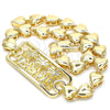 Oro Laminado Fancy Anklet, Gold Filled Style Tree and Heart Design, Polished, Golden Finish, 03.63.1855.10 (07 MM Thickness, 10 Inches Length)