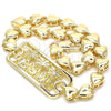 Oro Laminado Fancy Anklet, Gold Filled Style Tree and Heart Design, Polished, Golden Finish, 03.63.1855.10 (07 MM Thickness, 10 Inches Length)