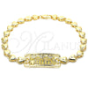 Oro Laminado Fancy Anklet, Gold Filled Style Tree and Heart Design, Polished, Golden Finish, 03.63.1855.10 (07 MM Thickness, 10 Inches Length)