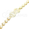 Oro Laminado Fancy Bracelet, Gold Filled Style Infinite and Heart Design, Polished, Golden Finish, 03.63.1856.07 (07 MM Thickness, 7 Inches Length)