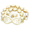 Oro Laminado Fancy Bracelet, Gold Filled Style Infinite and Heart Design, Polished, Golden Finish, 03.63.1856.07 (07 MM Thickness, 7 Inches Length)