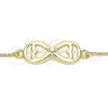 Oro Laminado Pendant Necklace, Gold Filled Style Infinite and Heart Design, Polished, Golden Finish, 04.63.1382.20 (01 MM Thickness, 20 Inches Length)