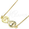 Oro Laminado Pendant Necklace, Gold Filled Style Infinite and Heart Design, Polished, Golden Finish, 04.63.1382.20 (01 MM Thickness, 20 Inches Length)