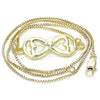 Oro Laminado Pendant Necklace, Gold Filled Style Infinite and Heart Design, Polished, Golden Finish, 04.63.1382.20 (01 MM Thickness, 20 Inches Length)