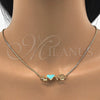 Oro Laminado Pendant Necklace, Gold Filled Style Nameplate and Love Design, Turquoise Enamel Finish, Golden Finish, 04.63.1381.20 (01 MM Thickness, 20 Inches Length)