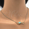 Oro Laminado Pendant Necklace, Gold Filled Style Nameplate and Love Design, Turquoise Enamel Finish, Golden Finish, 04.63.1381.20 (01 MM Thickness, 20 Inches Length)